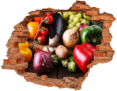 Adesivo effetto buco nel muro Frutta e verdura in un buco nel muro