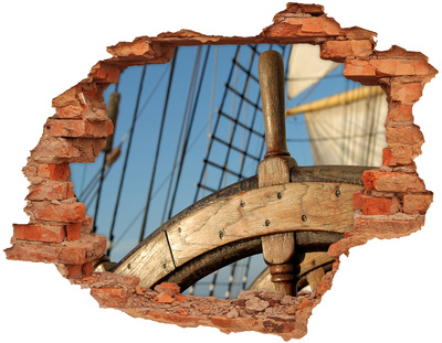 Adesivo con buco sbrecciato Una nave in mare