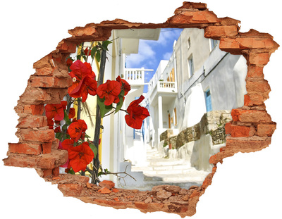 Adesivo effetto buco nel muro Le affascinanti strade della Grecia