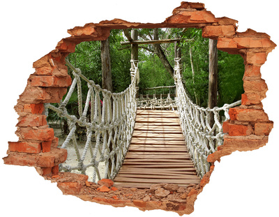 Adesivo effetto buco nel muro Ponte nella giungla