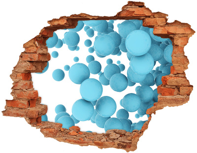 Adesivo effetto buco nel muro Bolle nello spazio blu