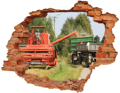 Adesivo con buco sbrecciato Macchinari agricoli in azione
