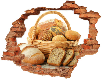 Adesivo con buco sbrecciato Un cesto di pane fresco