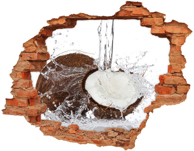 Adesivo effetto buco nel muro Cocco in un flusso d'acqua