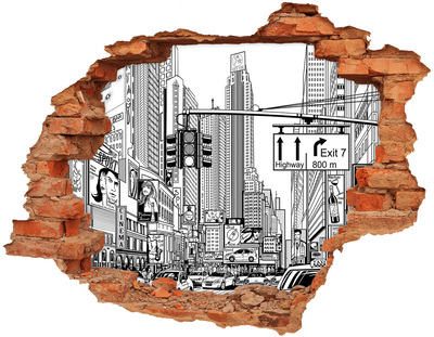 Adesivo murale buco 3D Le strade di New York