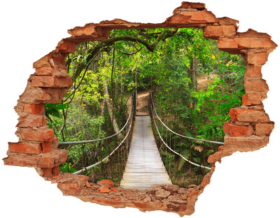 Adesivo murale buco 3D Un ponte immerso nel verde