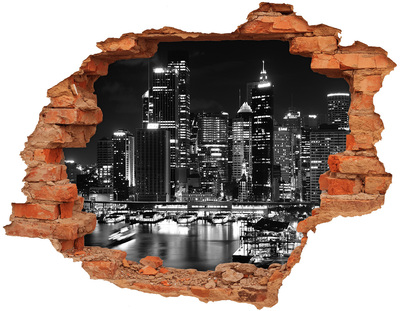 Adesivo murale buco 3D Città moderna di notte