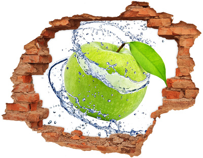 Adesivo effetto buco nel muro Mela verde in acqua