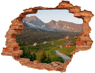 Adesivo con buco sbrecciato Valle di montagna con rifugi
