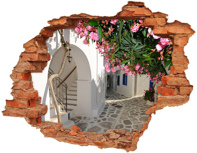 Adesivo murale buco 3D Una strada affascinante in Grecia