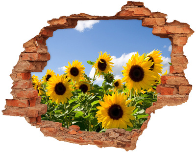 Adesivo murale buco 3D Girasoli alla luce del giorno