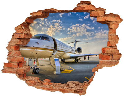 Adesivo murale buco 3D Jet di lusso all'aeroporto