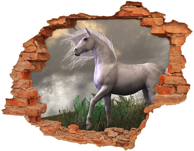 Adesivo effetto buco nel muro Un cavallo mitico in un paesaggio magico