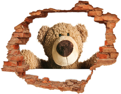 Adesivo effetto buco nel muro Orsacchiotto sorridente in un buco nel muro