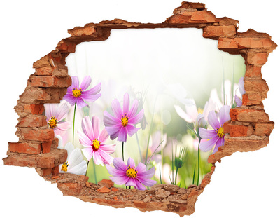 Adesivo con buco sbrecciato Un paradiso di fiori dietro il muro