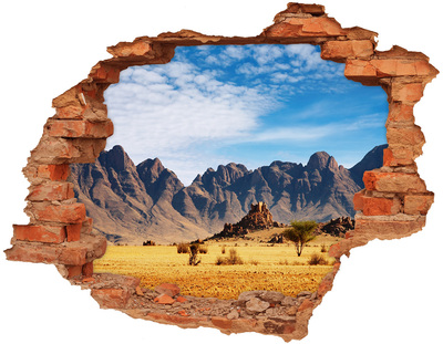 Adesivo murale buco 3D Paesaggio montano in Africa