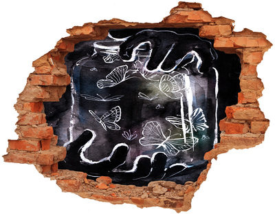 Adesivo murale buco 3D Farfalle in uno spazio magico
