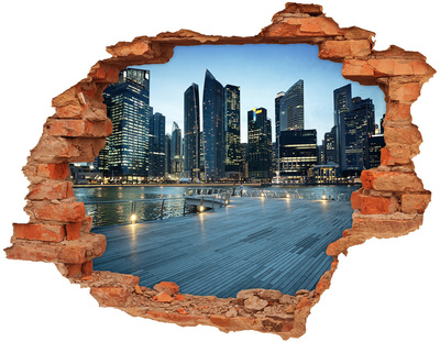 Adesivo effetto buco nel muro Veduta notturna della città