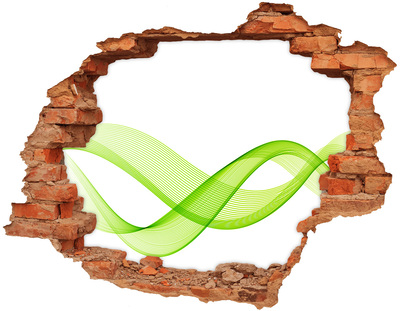 Adesivo con buco sbrecciato Onda verde nel buco nel muro
