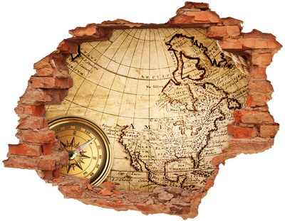 Adesivo effetto buco nel muro Vecchia mappa dell'America