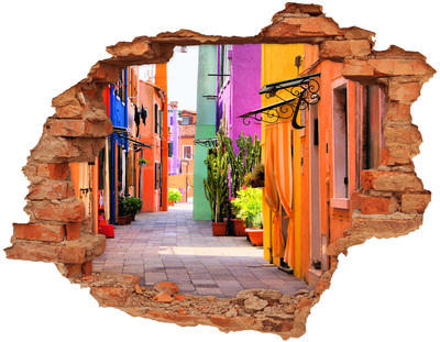 Adesivo con buco sbrecciato Una strada colorata in Messico