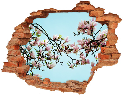 Adesivo murale buco 3D Magnolie primaverili in un cielo azzurro