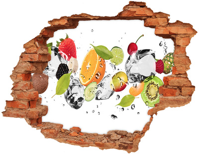 Adesivo murale buco 3D Cocktail di frutta in una cascata