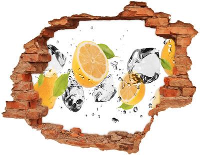 Adesivo effetto buco nel muro Esplosione di agrumi in acqua