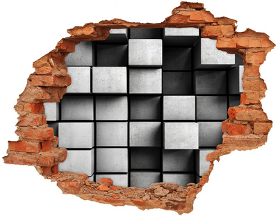 Adesivo murale buco 3D Muro spezzato con blocchi di cemento