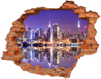 Adesivo effetto buco nel muro New York di notte