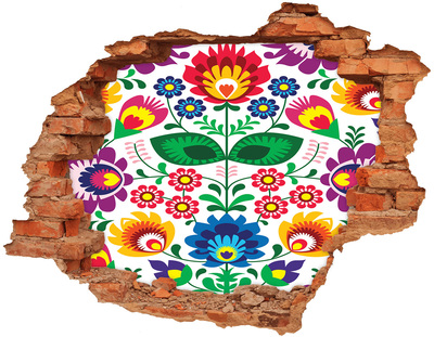 Adesivo murale buco 3D Motivo floreale su sfondo di cemento