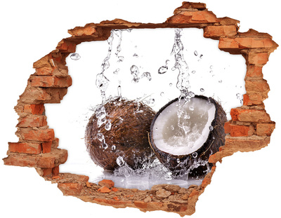 Adesivo effetto buco nel muro Oasi di cocco con cascata