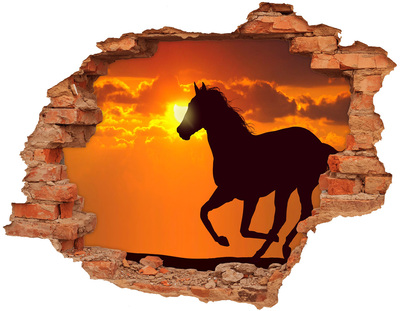 Adesivo effetto buco nel muro Cavallo al tramonto