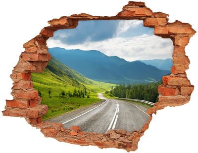 Adesivo murale buco 3D Una strada pittoresca tra le montagne