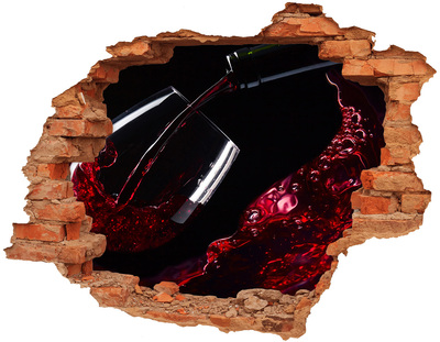 Adesivo murale buco 3D Vino rosso in un muro rotto