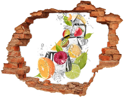 Adesivo effetto buco nel muro Macedonia di frutta con ghiaccio