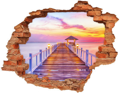 Adesivo con buco sbrecciato Tramonto sul molo
