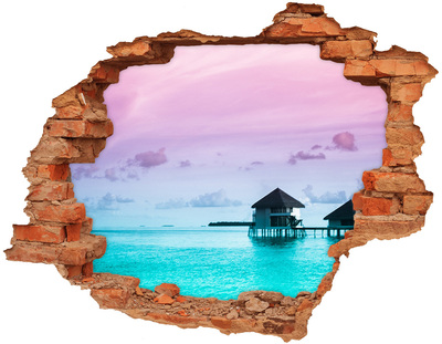 Adesivo con buco sbrecciato Un'oasi tropicale in riva al mare