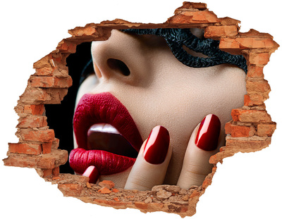 Adesivo con buco sbrecciato Donna sensuale con le labbra rosse