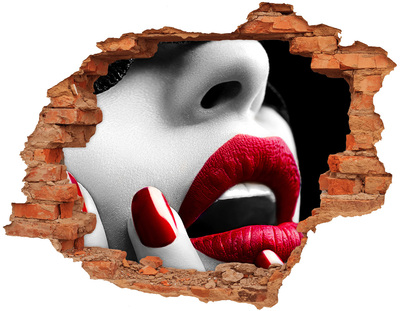 Adesivo effetto buco nel muro Labbra sensuali nel cemento