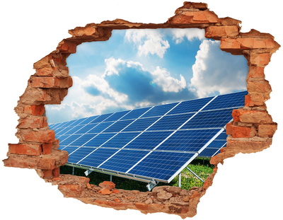 Adesivo effetto buco nel muro Pannelli solari tra le nuvole
