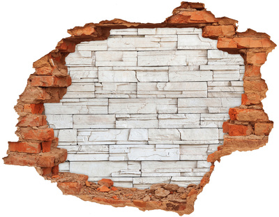 Adesivo murale buco 3D Un muro danneggiato con finitura in pietra