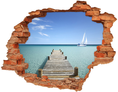 Adesivo murale buco 3D Molo sul mare turchese