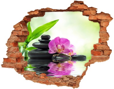 Adesivo murale buco 3D Rilassante giardino di orchidee