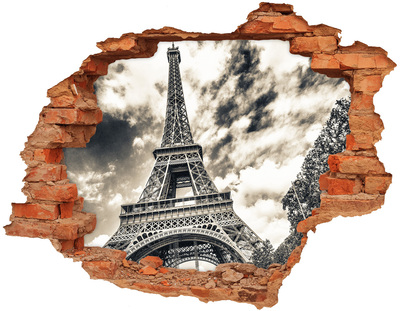 Adesivo con buco sbrecciato La Torre Eiffel tra le nuvole