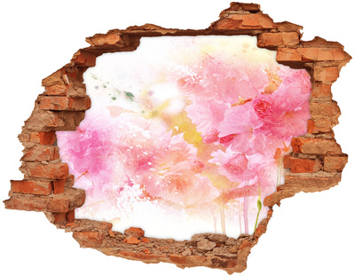 Adesivo effetto buco nel muro Un paesaggio floreale dietro un buco nel muro