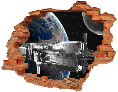 Adesivo con buco sbrecciato Un'astronave nel cielo