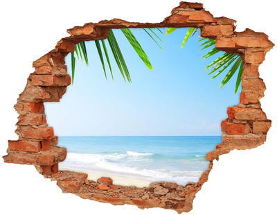 Adesivo murale buco 3D Paradiso tropicale in riva al mare