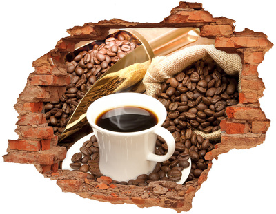 Adesivo effetto buco nel muro Caffè con chicchi