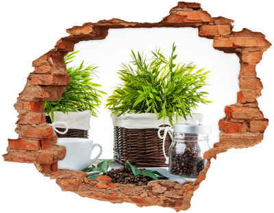 Adesivo murale buco 3D Un'oasi verde nel comfort di casa tua.